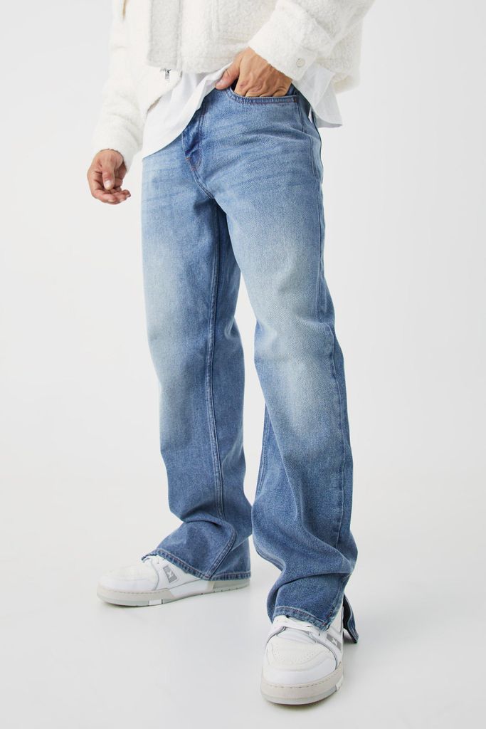 Men's Relaxed Rigid Zip Hem Jeans - Blue - 28R, Blue