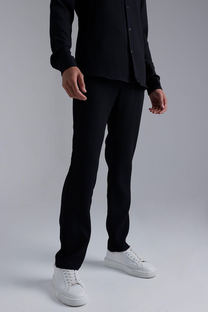 Men's Tall Slim Fit Pleated Trouser - Black - S, Black