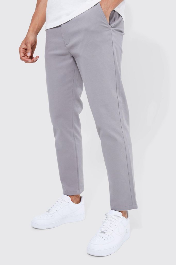 Men's Fixed Waist Slim Cropped Chino - Grey - 28, Grey