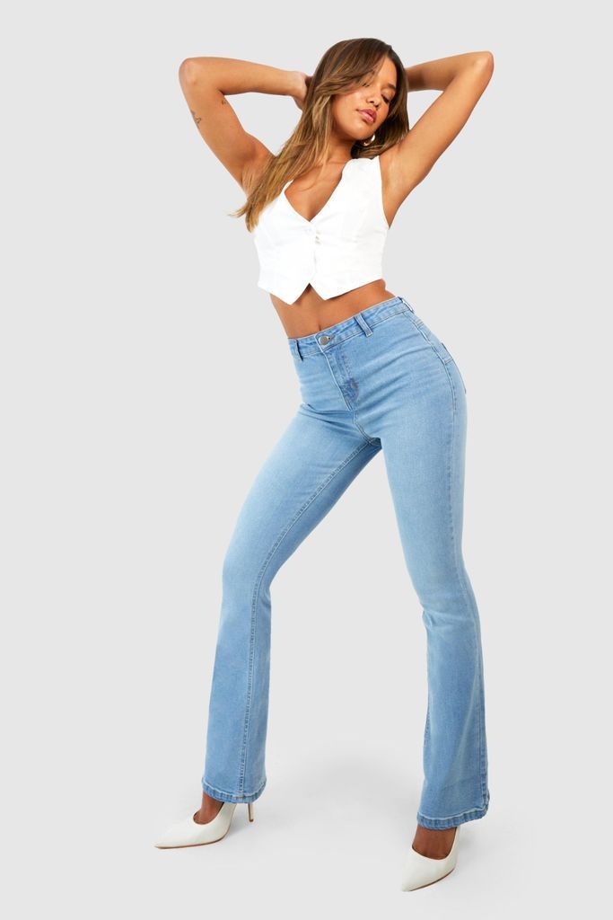 Womens Butt Shaper High Rise Skinny Flared Jeans - Blue - 14, Blue