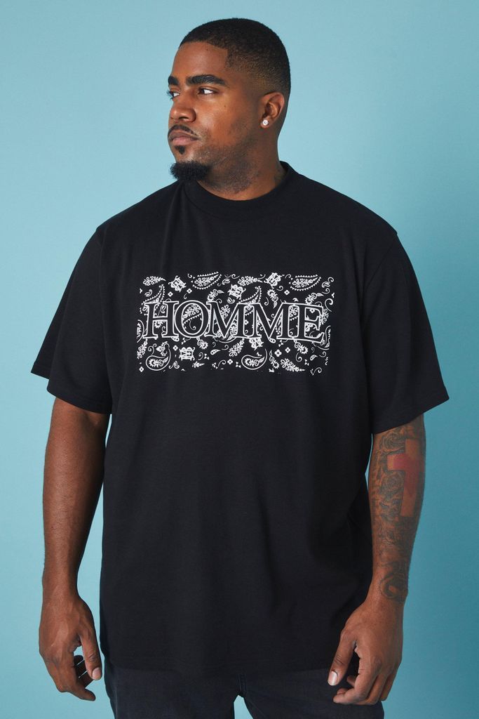 Men's Plus Slim Interlock Homme Graphic T-Shirt - Black - Xxxl, Black