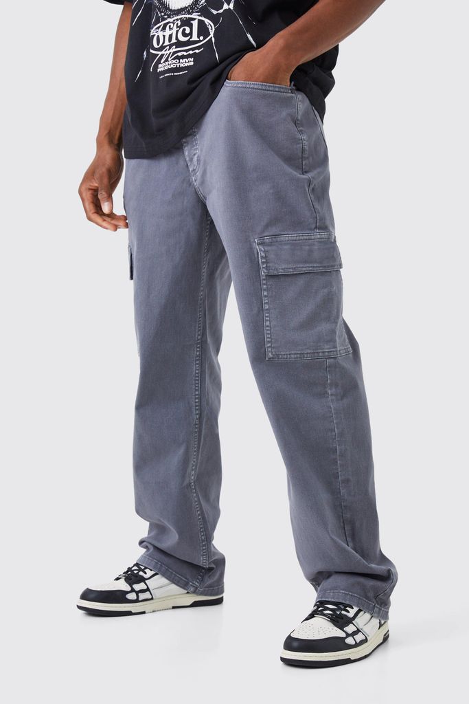 Men's Relaxed Overdye Cargo Trouser - Grey - 28, Grey