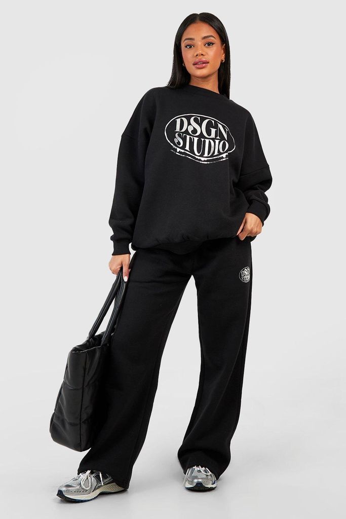 Womens Dsgn Studio Foil Print Oversized Sweatshirt - Black - S, Black