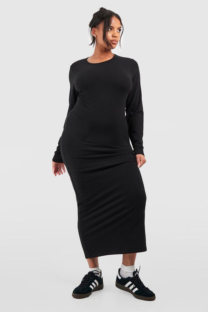 Womens Plus Premium Super Soft Midaxi Dress - Black - 16, Black