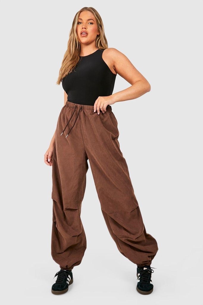 Womens Plus Relaxed Soft Touch Cuffed Cargo Trouser - Brown - 16, Brown