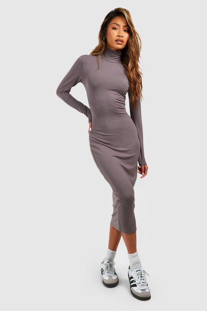 Womens Premium Super Soft Roll Neck Midaxi Dress - Grey - 8, Grey