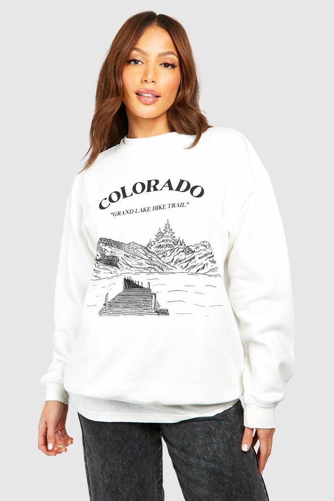 Womens Tall Colorado Slogan Printed Sweatshirt - Cream - S, Cream
