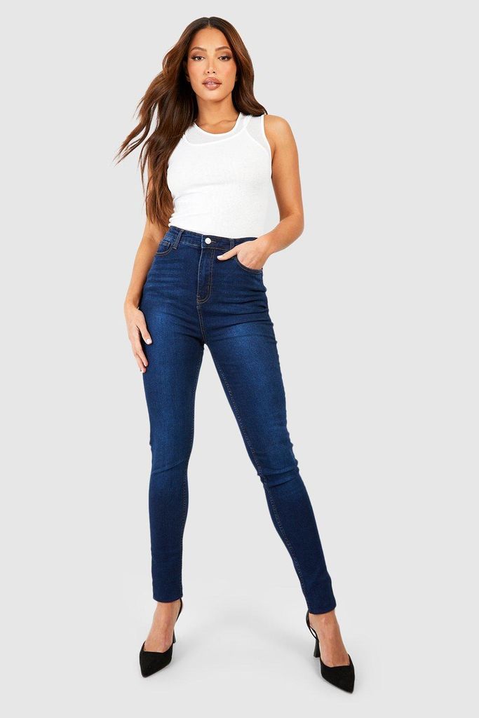 Womens Tall Dark Blue Mid Rise Skinny Jeans 38