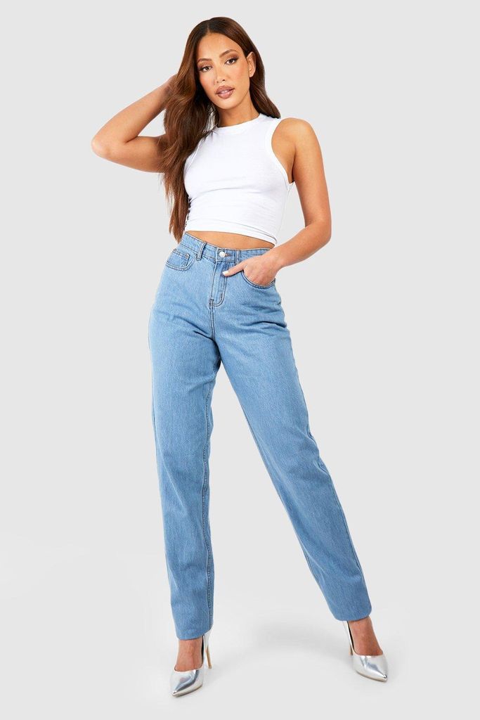 Womens Tall Mid Blue High Rise Mom Jeans 38