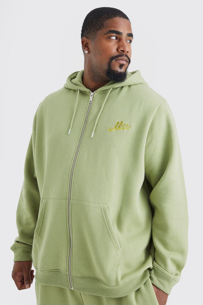 Men's Plus Man Core Zip Through Hoodie - Green - Xxxl, Green