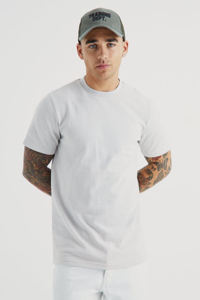 Men's Slim Slub Textured T-Shirt - Grey - S, Grey