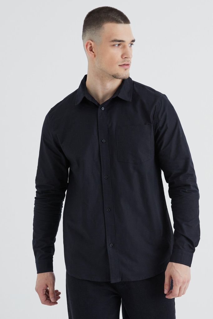 Men's Tall Long Sleeve Oxford Shirt - Black - S, Black