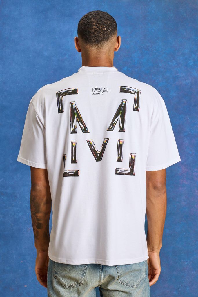 Men's Tall Oversized Boxy 'M' Graphic T-Shirt - White - S, White