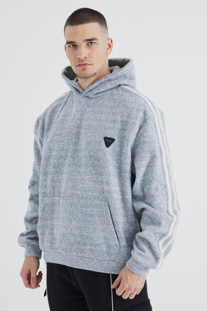 Men's Tall Oversized Brushed Heavyweight Taped Hoodie - Grey - S, Grey