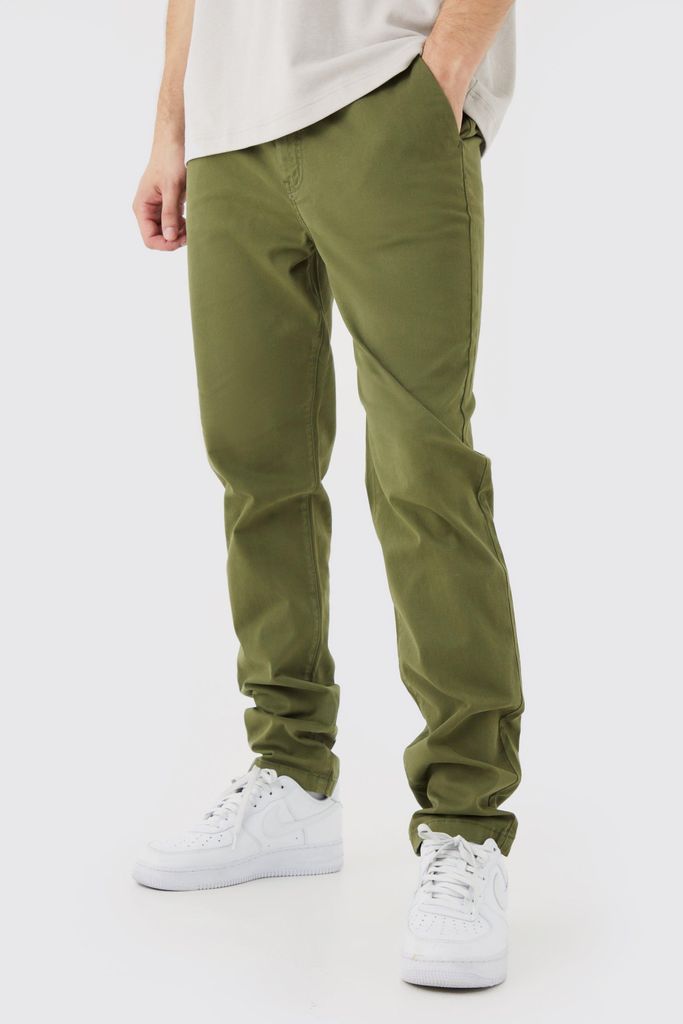 Men's Tall Slim Chino Trouser With Woven Tab - Green - 30, Green