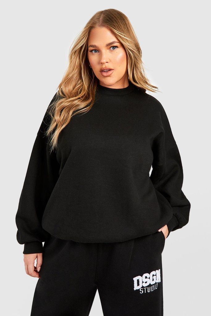 Womens Plus Basic Oversized Sweatshirt - Black - 16, Black