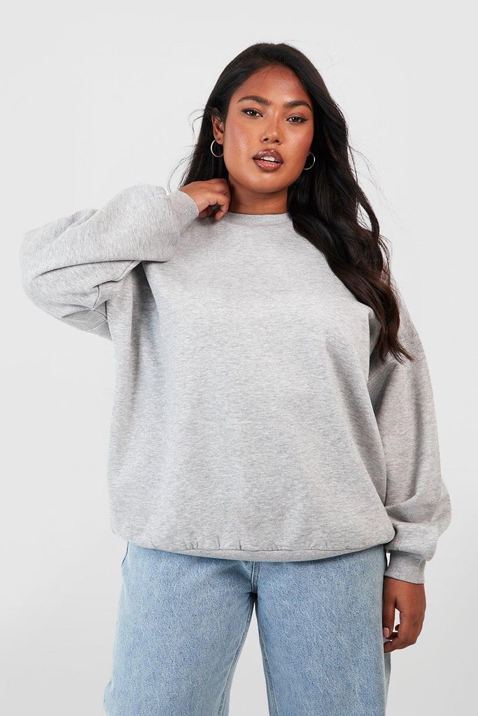 Womens Plus Basic Oversized Sweatshirt - Grey - 16, Grey