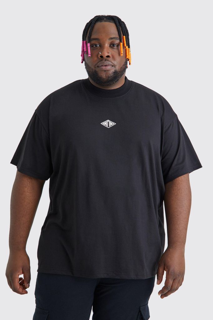 Men's Plus Oversized Extended Neck Man T-Shirt - Black - Xxxl, Black