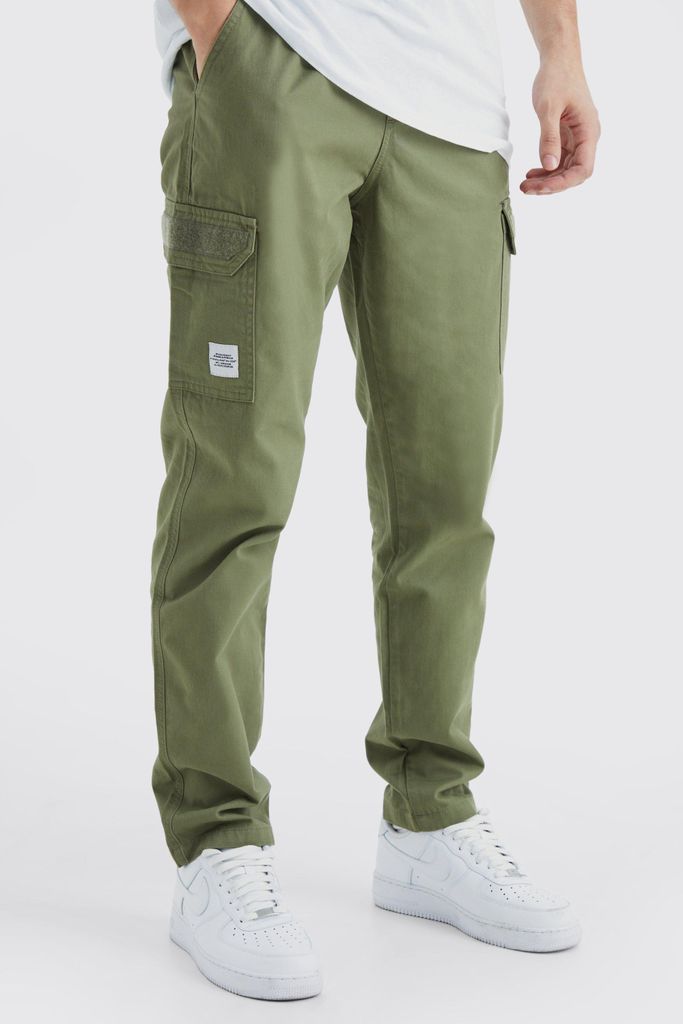Men's Tall Elastic Comfort Felt Detail Cargo Trouser - Green - S, Green