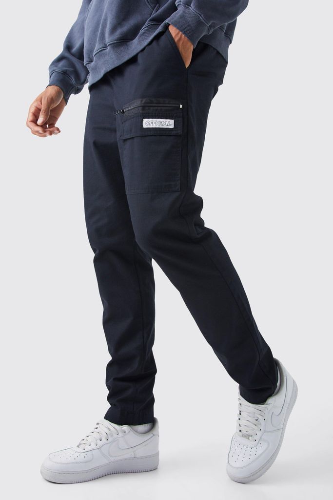 Men's Tall Elastic Comfort Ripstop Cargo Trouser - Black - S, Black