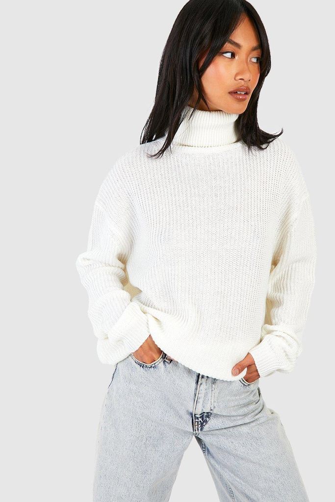 Womens Oversized Roll Neck Jumper - White - S, White