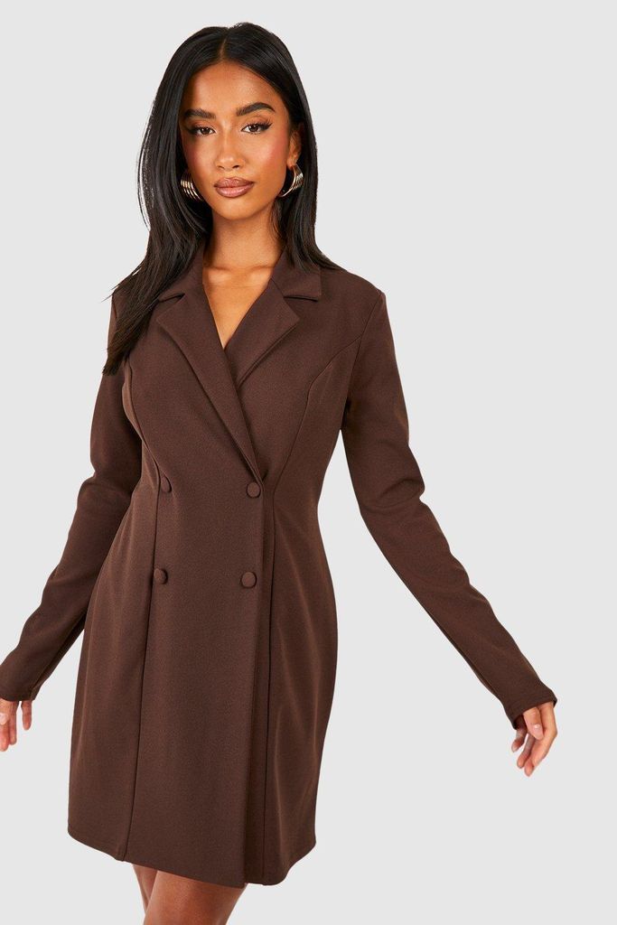 Womens Petite Button Detail Blazer Dress - Brown - 6, Brown