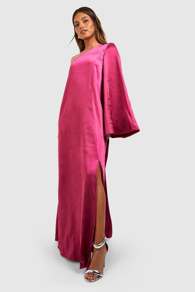 Womens Satin Flare Sleeve Trapeze Maxi Dress - Pink - 8, Pink