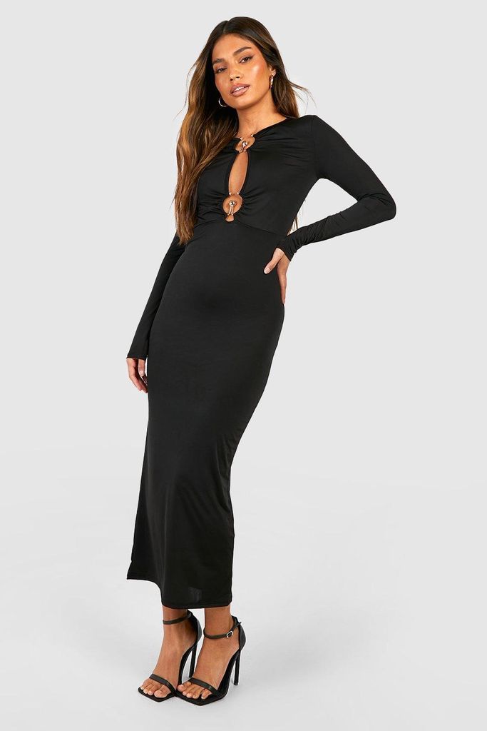 Womens Slinky Cut Out Midaxi Dress - Black - 8, Black
