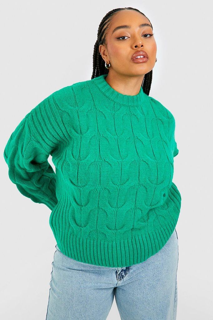 Womens Plus Soft Knit Chunky Jumper - Green - 24, Green