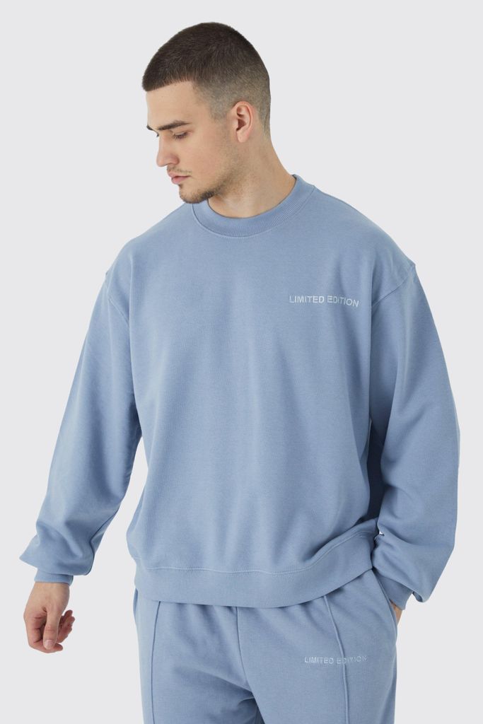 Men's Tall Oversized Boxy Heavyweight Sweatshirt - Blue - S, Blue