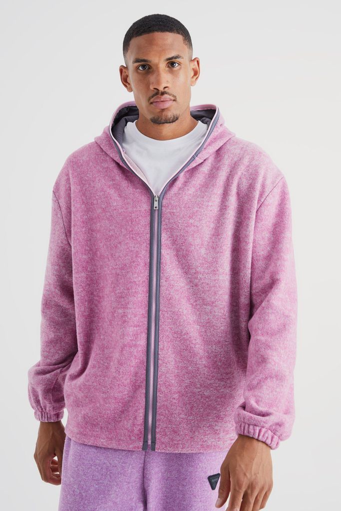 Men's Tall Oversized Heavyweight Brushed Zip Up Hoodie - Pink - S, Pink