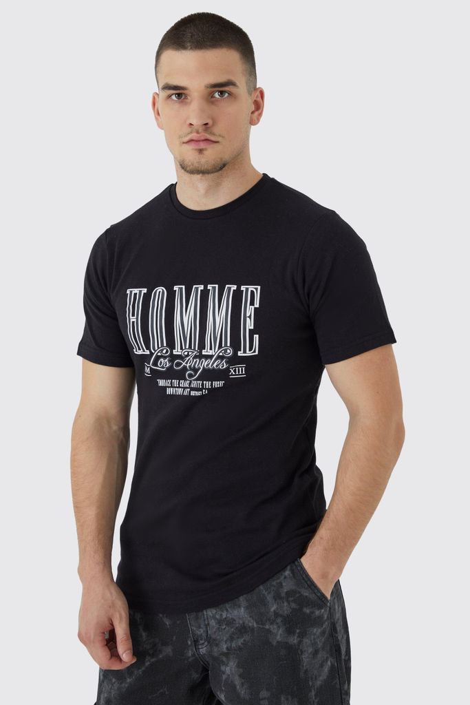 Men's Tall Slim Interlock Homme Graphic T-Shirt - Black - S, Black