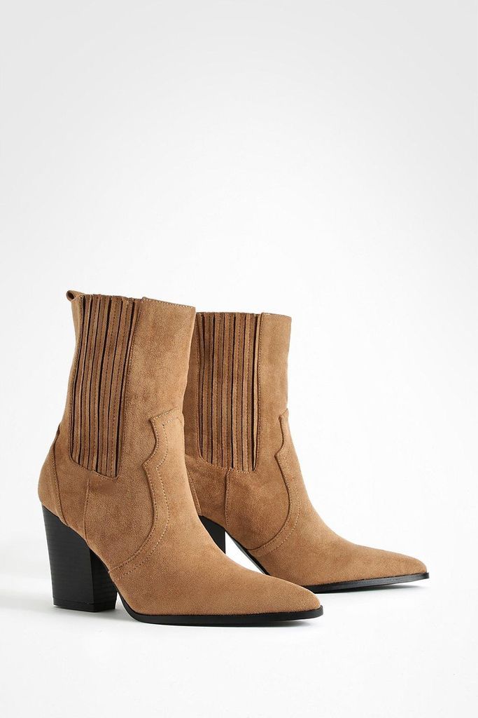 Womens Chelsea Detail Cowboy Boots - Beige - 4, Beige