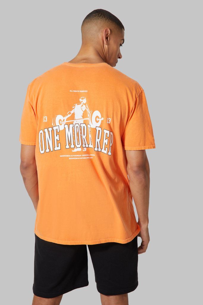 Men's Man Active Oversized Overdye One More T-Shirt - Orange - S, Orange