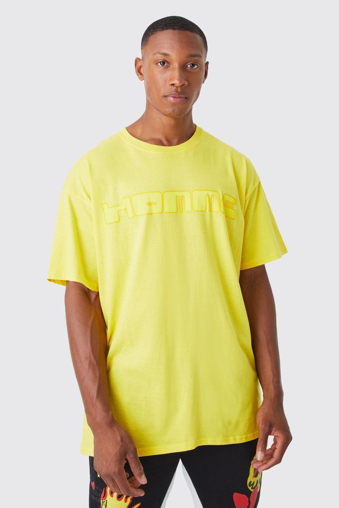 Men's Oversized Homme Back Graphic T-Shirt - Yellow - S, Yellow
