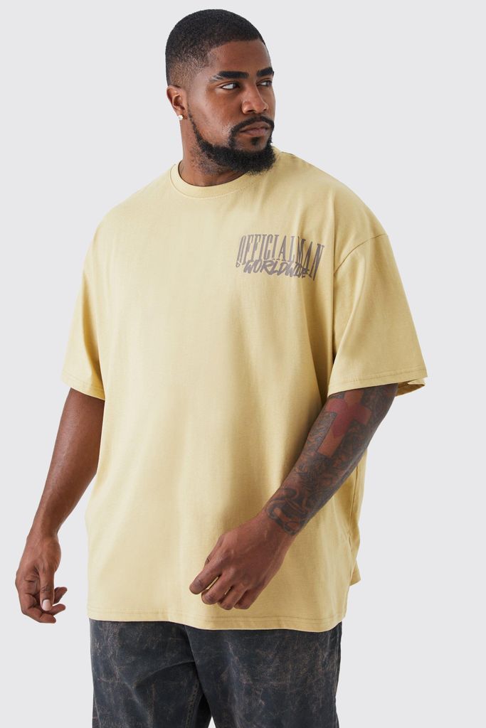 Men's Plus Oversized Vintage Official Man T-Shirt - Beige - Xxxl, Beige