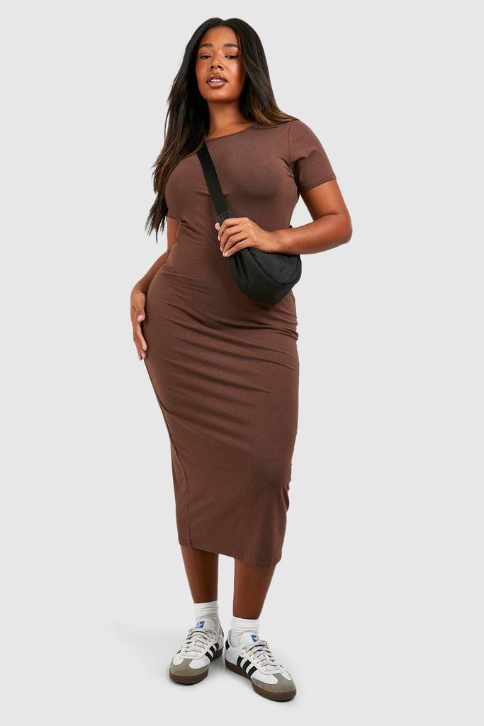 Womens Plus Premium Super Soft Midaxi Dress - Brown - 16, Brown