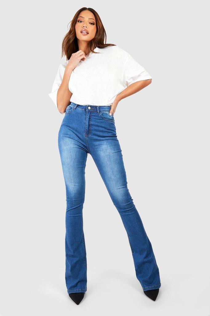 Womens Tall Mid Blue High Waist Skinny Flared Jeans 38