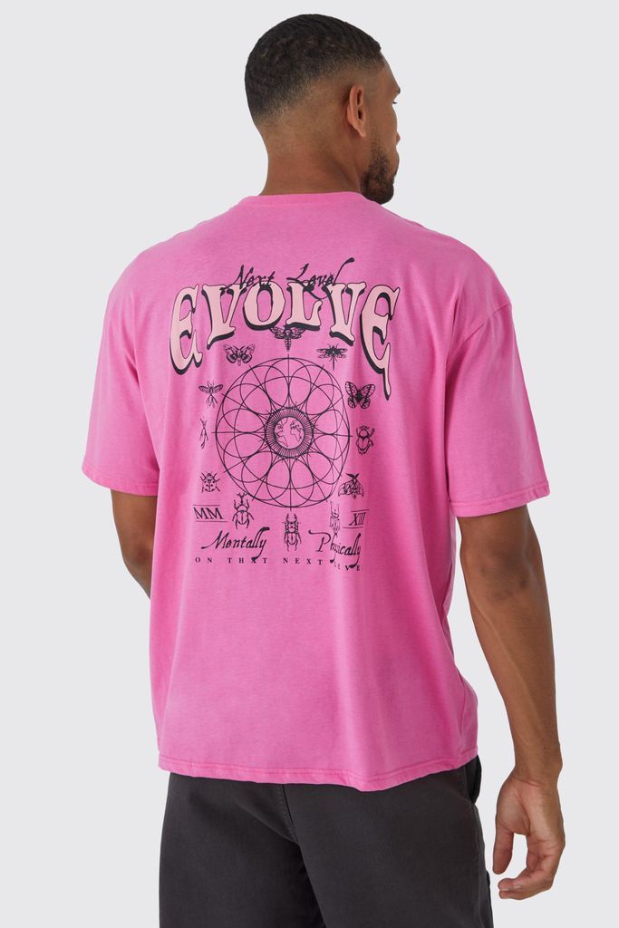 Men's Tall Oversized Tarot Back Print T-Shirt - Pink - S, Pink