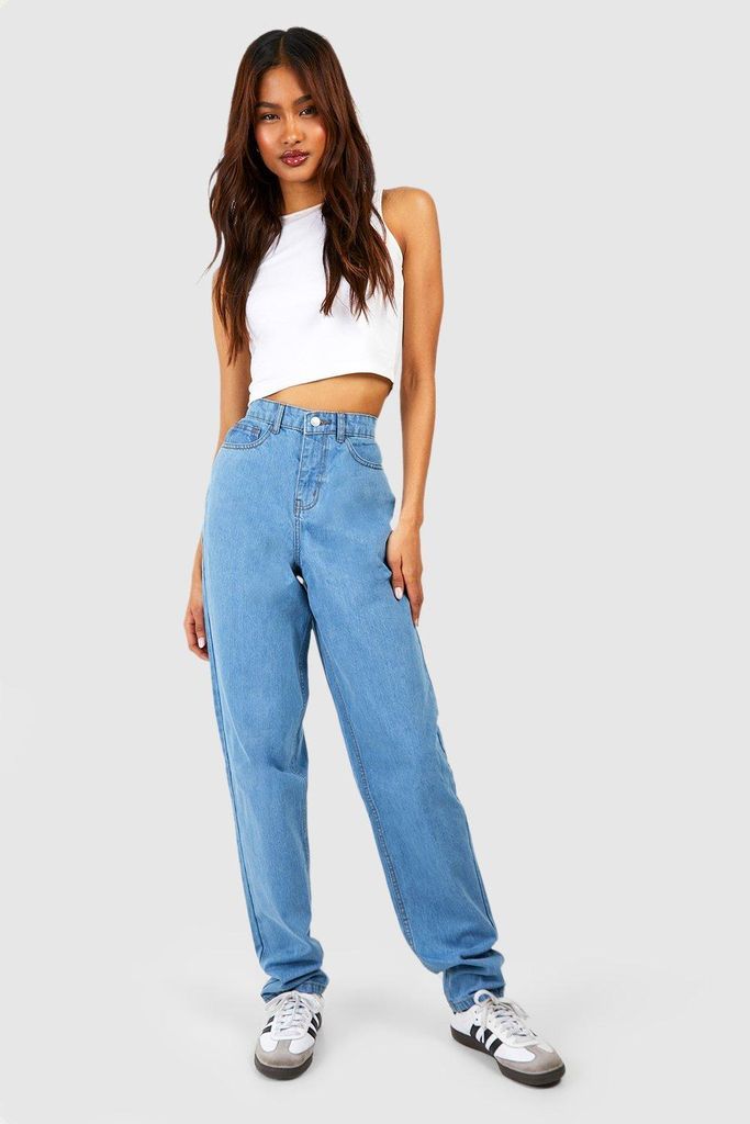 Womens Tall Mid Blue High Rise Mom Jeans 36