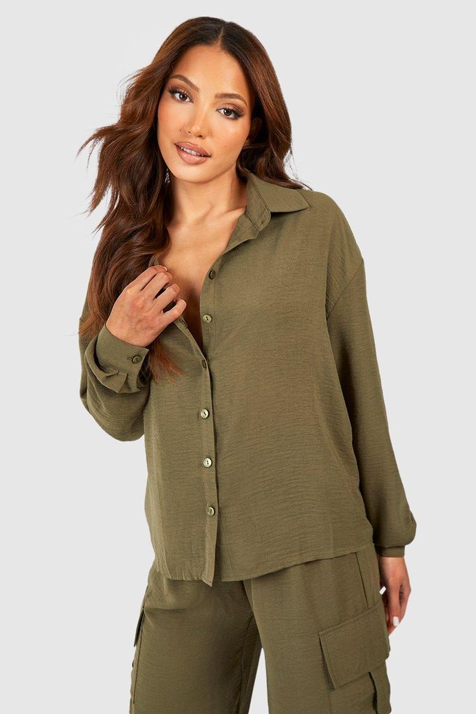 Womens Tall Woven Open Back Tie Detail Cropped Relaxed Fit Shirt - Green - 6, Green