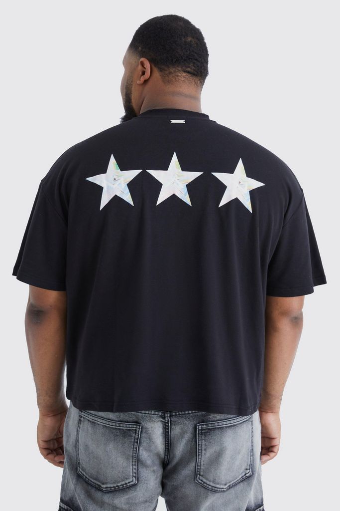 Men's Plus Oversized Interlock Star Graphic T-Shirt - Black - Xxxl, Black