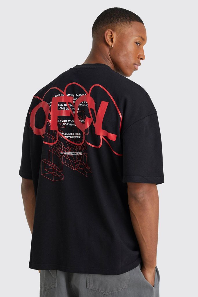 Men's Oversized Ofcl Text Back Graphic T-Shirt - Black - S, Black