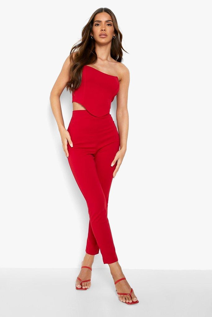 Womens Corset & Slim Fit Trousers - Red - 8, Red
