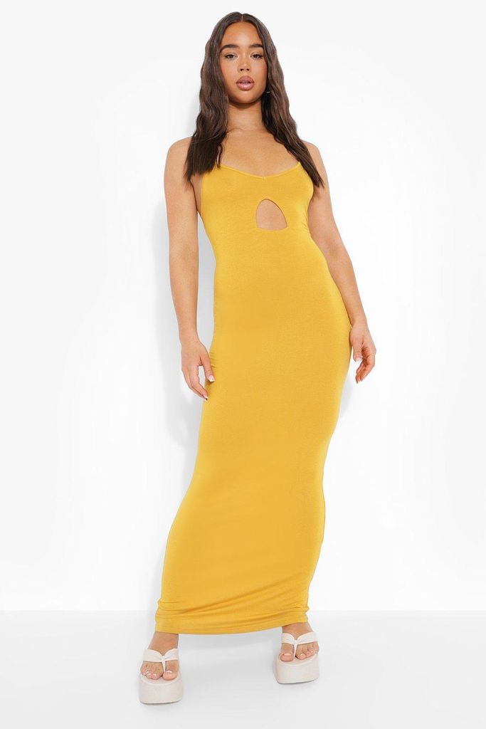 Womens V Neck Cut Out Maxi Dress - Yellow - 8, Yellow