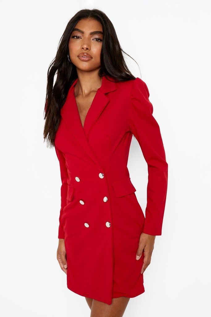 Womens Tall Puff Sleeve Blazer Dress - Red - 6, Red