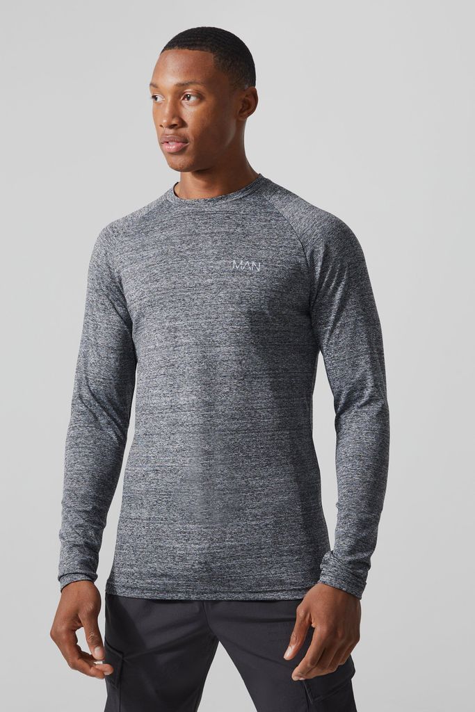 Men's Man Active Muscle Fit Space Dye Long Top - Grey - S, Grey