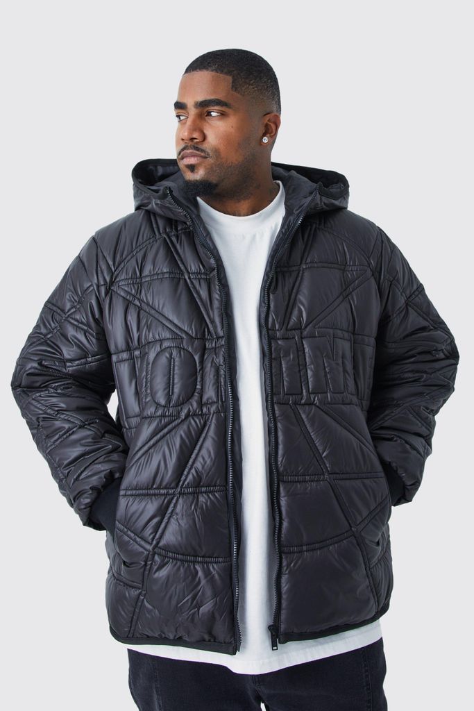 Men's Plus Homme Quilted Puffer With Hood - Black - Xxxl, Black