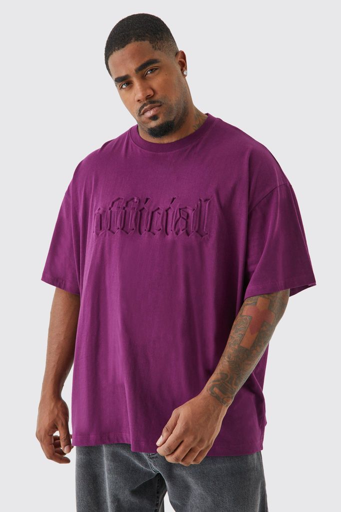 Men's Plus Oversized Official Debossed T-Shirt - Purple - Xxxl, Purple