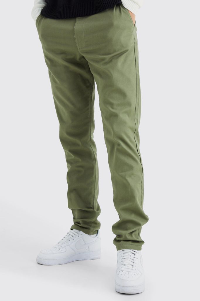 Men's Tall Fixed Waist Slim Chino Trouser - Green - 30, Green